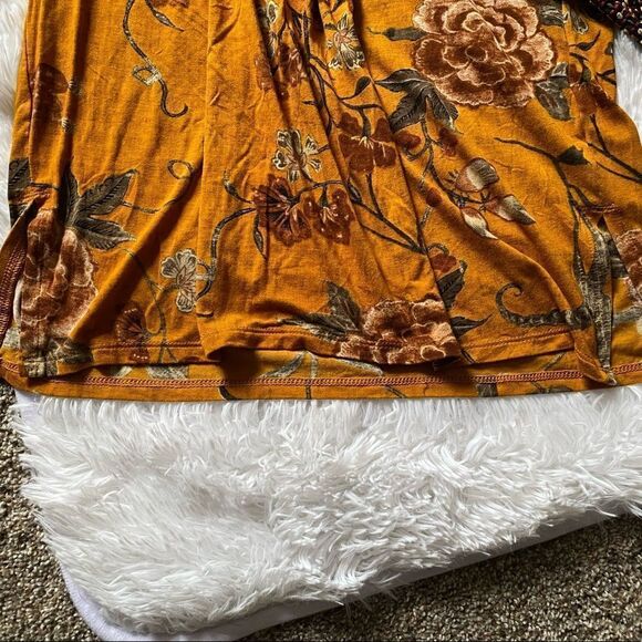 Soft Surroundings Etana Mustard Yellow Floral Embroidered Tunic Top Size Small - Picture 5 of 11